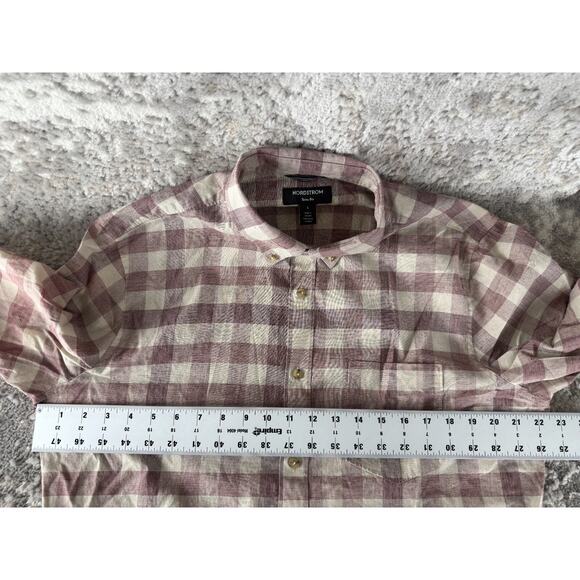 Nordstrom Size S Trim Fit Checker Casual Button Shirt Long Sleeve Collared - Picture 6 of 8